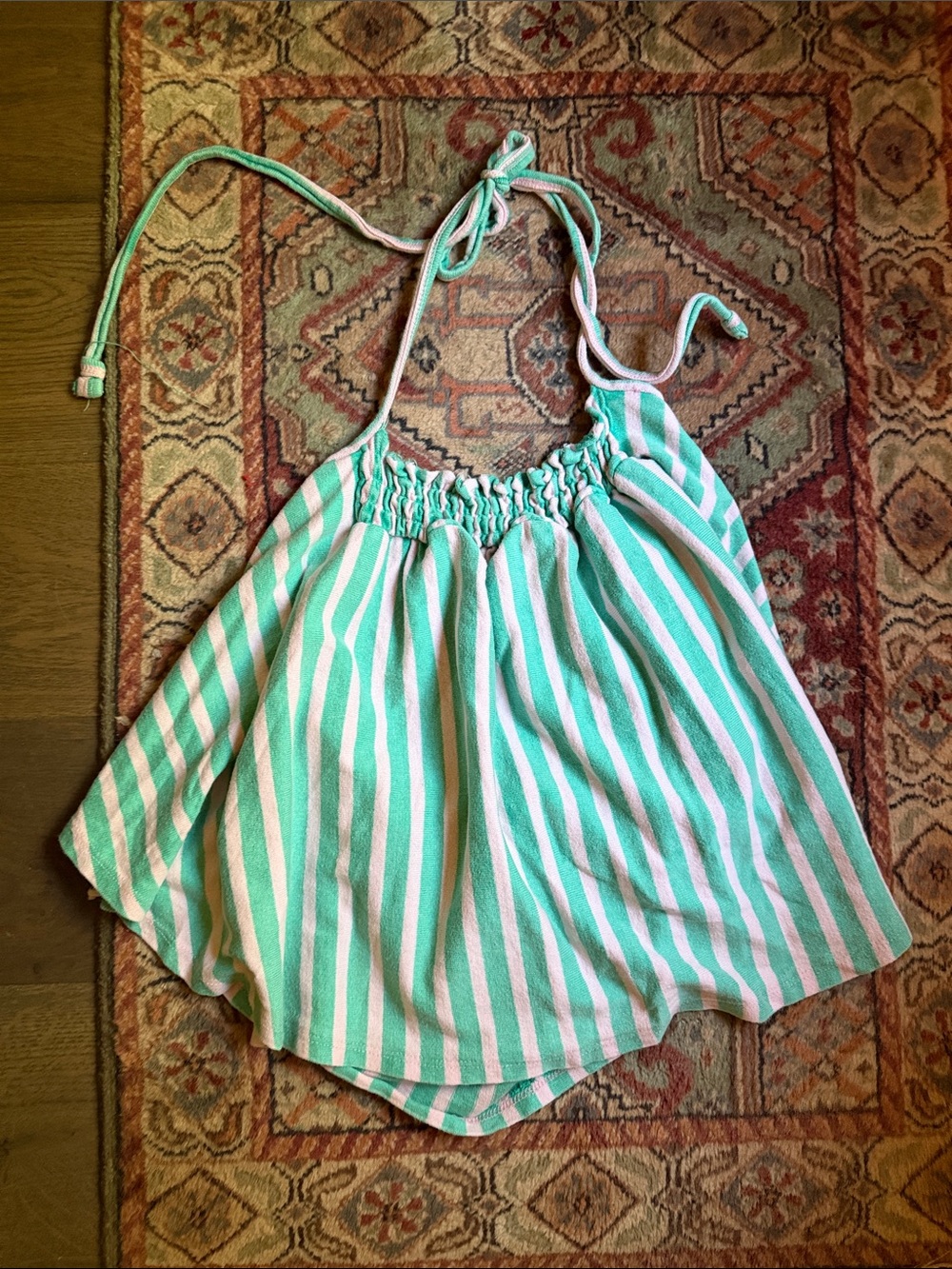 Free People Striped Halter Tank Top in Mint and Pink